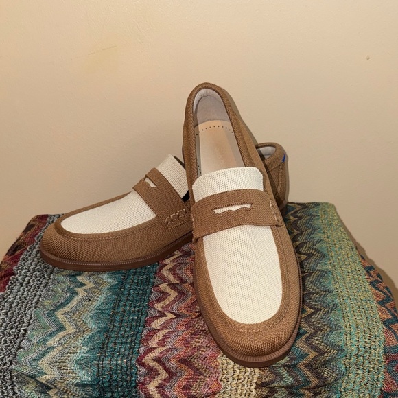 Rothy's Shoes - Rothy's women 9 penny loafer flats slip on tan cream business casual comfort New